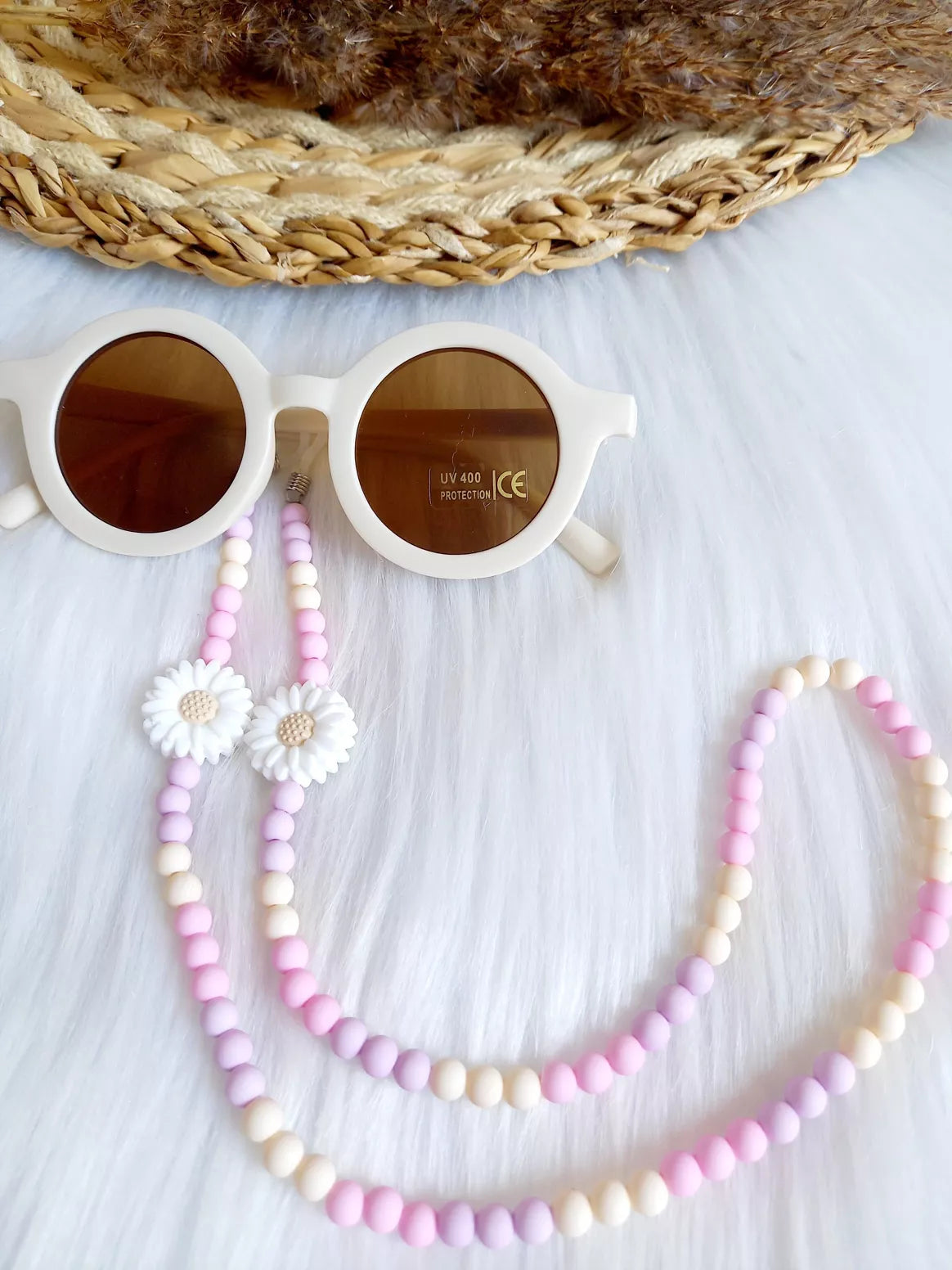 Cordon a lunette de soleil rose/lilas